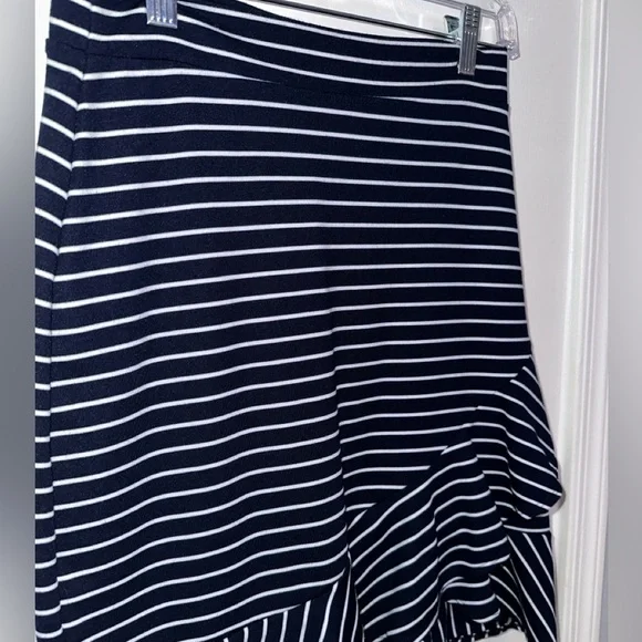 Popular Basics Black and White Striped Mini Skirt - Picture 2 of 7
